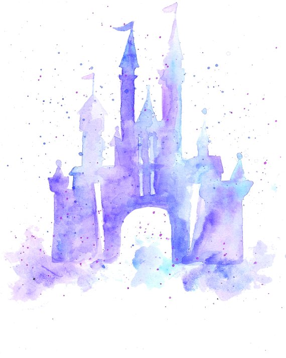 570x713 Walt Disney World Cinderella Castle Watercolor Print Etsy - Disney Castle Watercolor