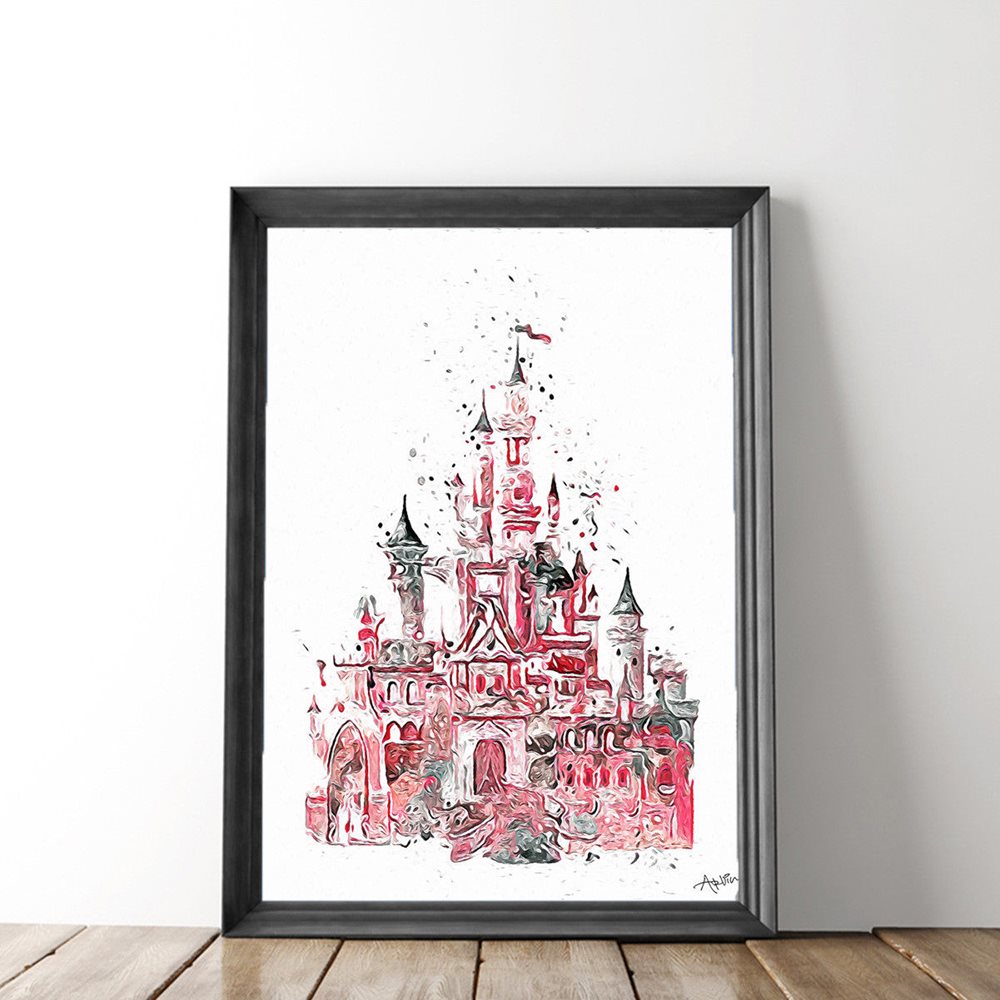 1000x1000 Canvas Painting Hd Print Disney Castle Watercolor For H - Disney Castle Watercolor