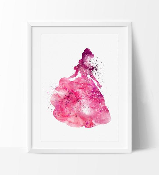 547x600 Beauty And The Beast Belle, Watercolor Nursery Art, Disney - Disney Princess Watercolor