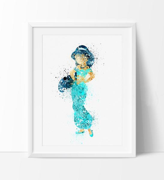 547x600 Disney Princess Jasmine, Watercolor Art, Nursery Art Print, Disney - Disney Princess Watercolor