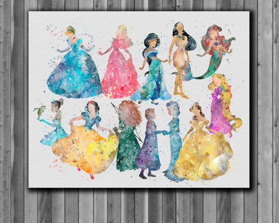 570x456 Disney Princesses Watercolor Disney Art By Digitalaquamarine - Disney Princess Watercolor