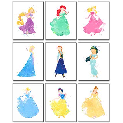425x425 Disney Princess Watercolor Prints - Disney Princess Watercolor