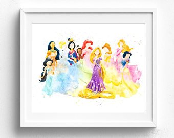 340x270 Princess Watercolor Etsy - Disney Princess Watercolor