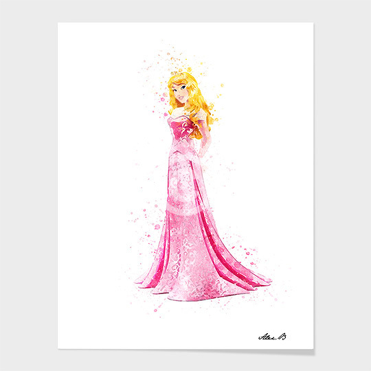 540x540 Sleeping Beauty Disney Princess Watercolor Art Print - Disney Princess Watercolor