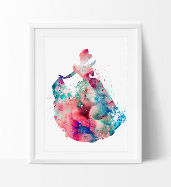 547x600 Cinderella Art Print, Princess Watercolor Of Disney, Watercolor - Disney Watercolor