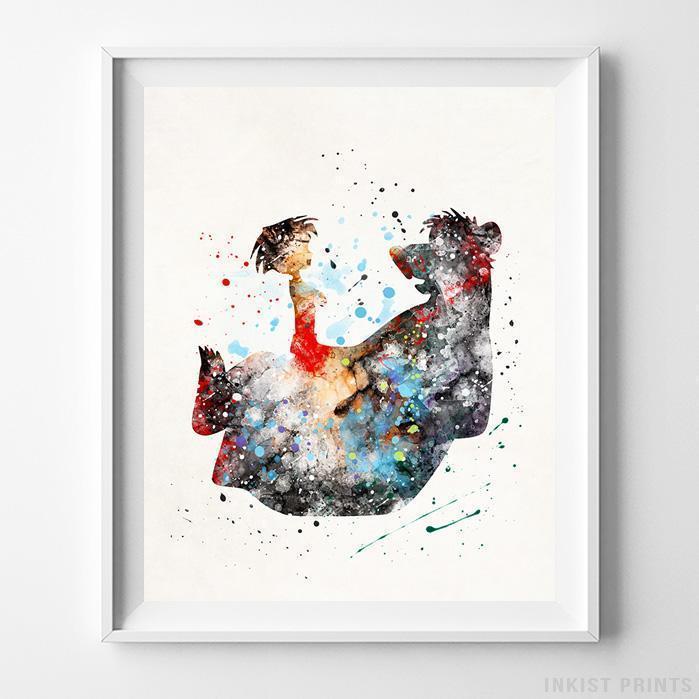 699x699 Mowgli Baloo The Jungle Book Wall Art Disney Watercolor Poster - Disney Watercolor