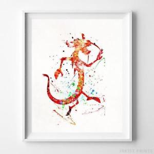 300x300 Mushu Mulan Wall Art Disney Watercolor Poster Nursery Room Decor - Disney Watercolor