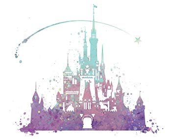 355x284 8x10 P02 Disney Castle Poster. Inspired Watercolor - Disney Watercolor