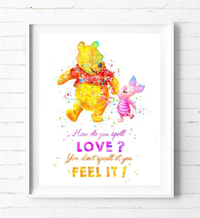 820x891 Winnie The Pooh Art Print Poster Disney Watercolor Painting Wall - Disney Watercolor