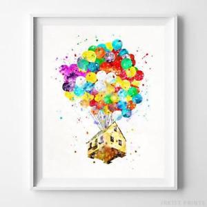 300x300 Balloon House Up Wall Art Disney Watercolor Poster Home Decor Baby - Disney Watercolor