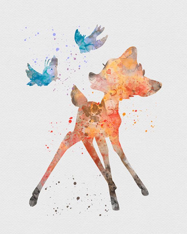 620x775 Bambi Watercolor Art Art Ii Watercolor Art - Disney Watercolor