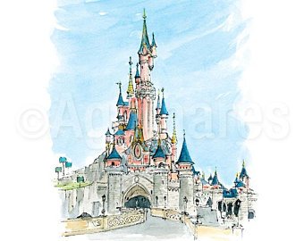 340x270 Disneyland Painting Etsy - Disneyland Watercolor