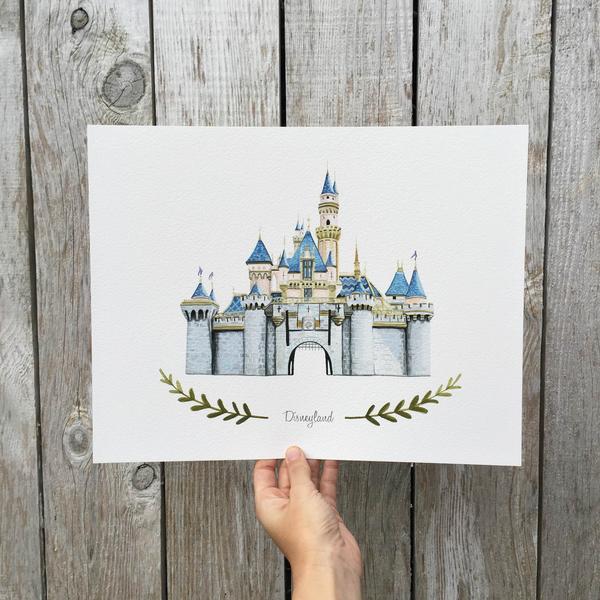 600x600 Forget Me Not Illustration Print Heather Mettra Art - Disneyland Watercolor