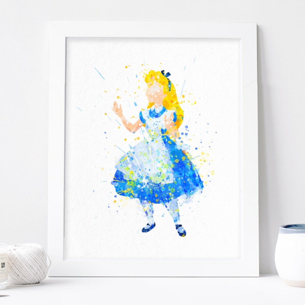 1024x1024 Alice Print, Alice In Wonderland Watercolor Disney - Disneyland Watercolor