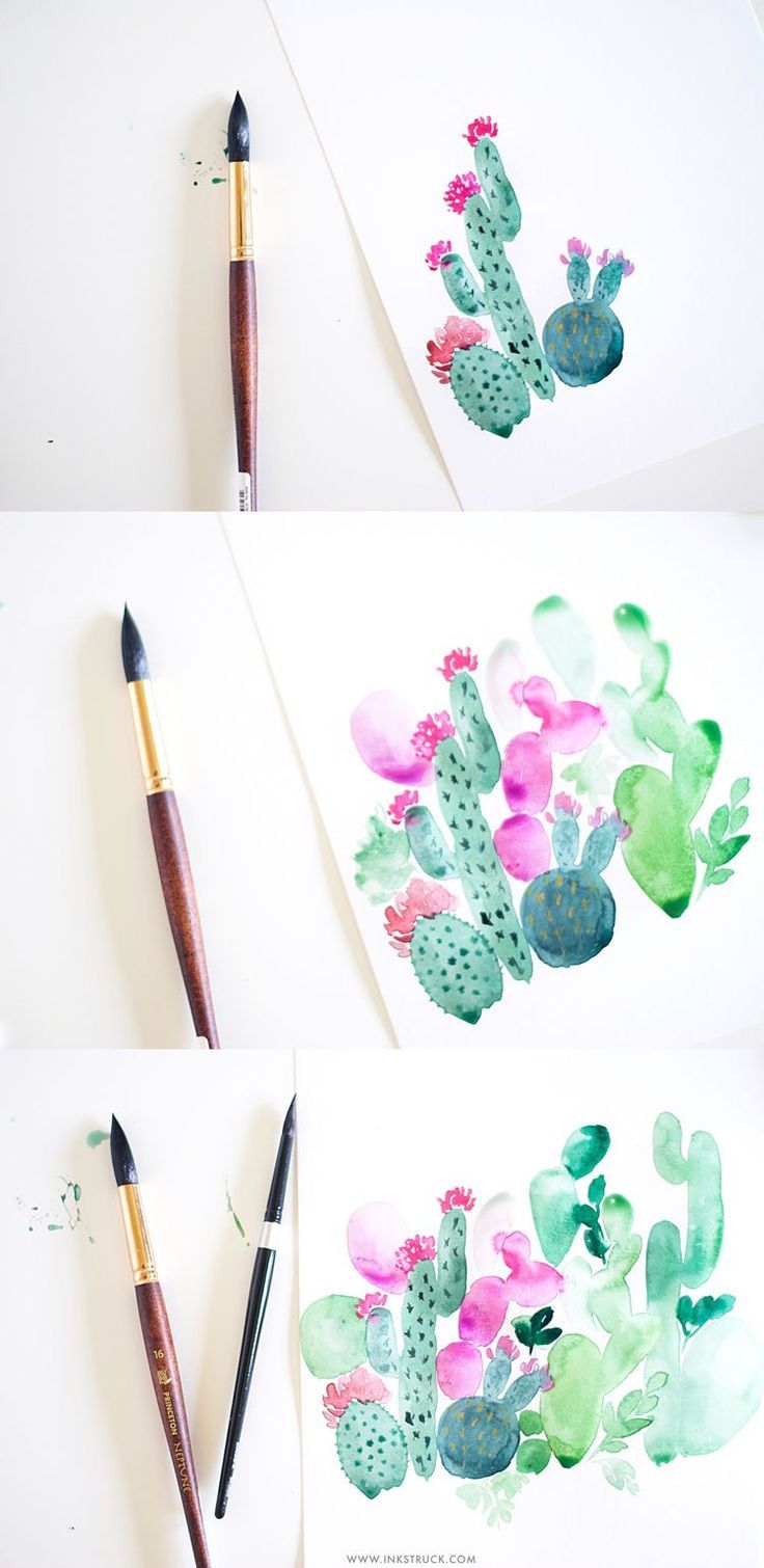 736x1510 Cactus Painting Tutorial In Watercolor All Things Art + Hand - Diy Watercolor