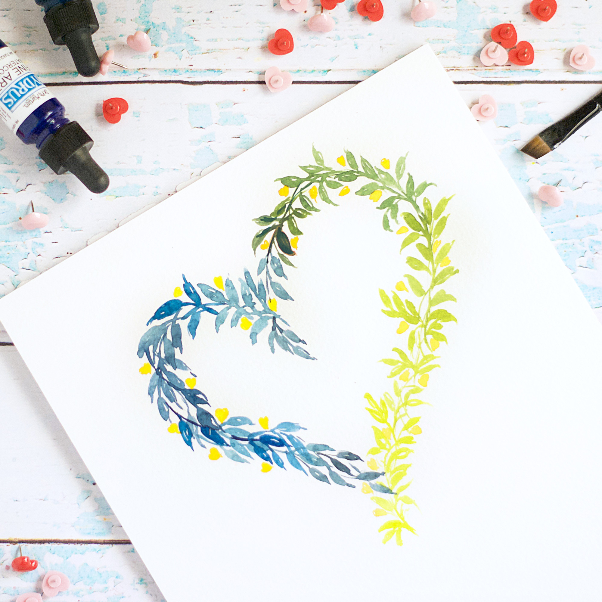 2000x2000 Diy Watercolor Heart Wreath Dawn Nicole - Diy Watercolor