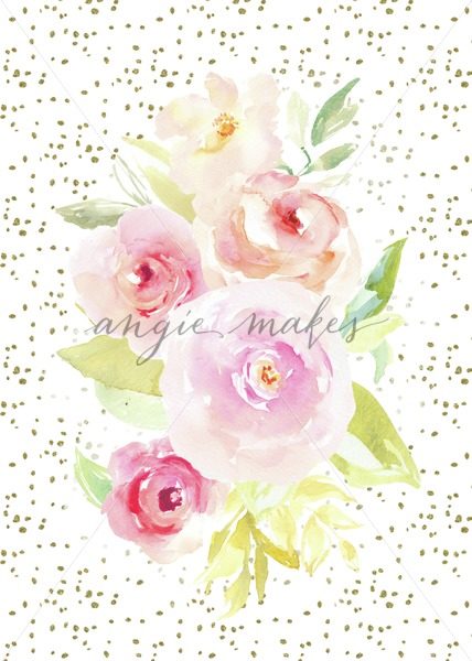 428x600 Watercolor Flower Bouquet Printable Artwork. Printable, Diy - Diy Watercolor Flowers