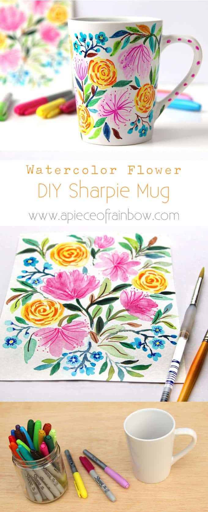 680x1668 Watercolor Flower Diy Sharpie Mug {Anthropologie Style!} - Diy Watercolor Flowers