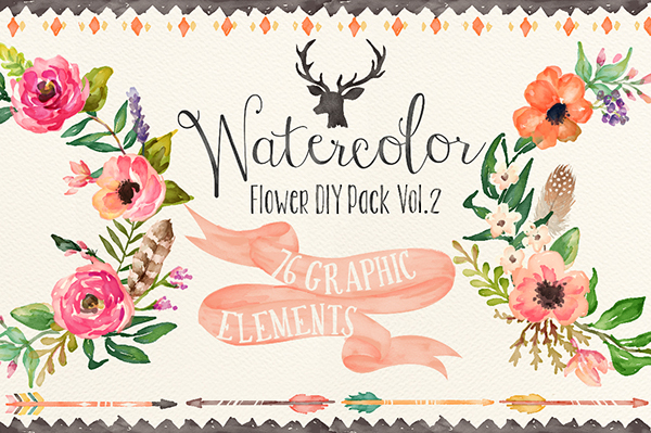 600x399 Watercolor Flower Diy Pack Vol.2 On Behance - Diy Watercolor Flowers