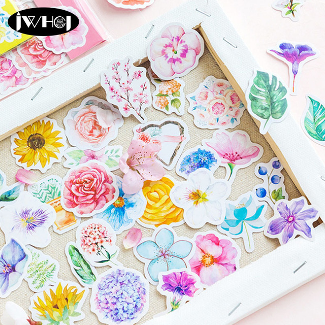 640x640 45pcag Beautiful Watercolor Flowers Sticker Decoration Paper - Diy Watercolor Flowers