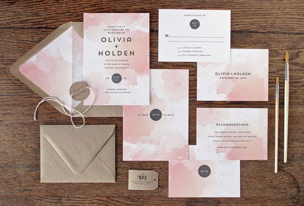 600x407 Watercolor Wedding Invitations Mywedding - Diy Watercolor Wedding Invitations