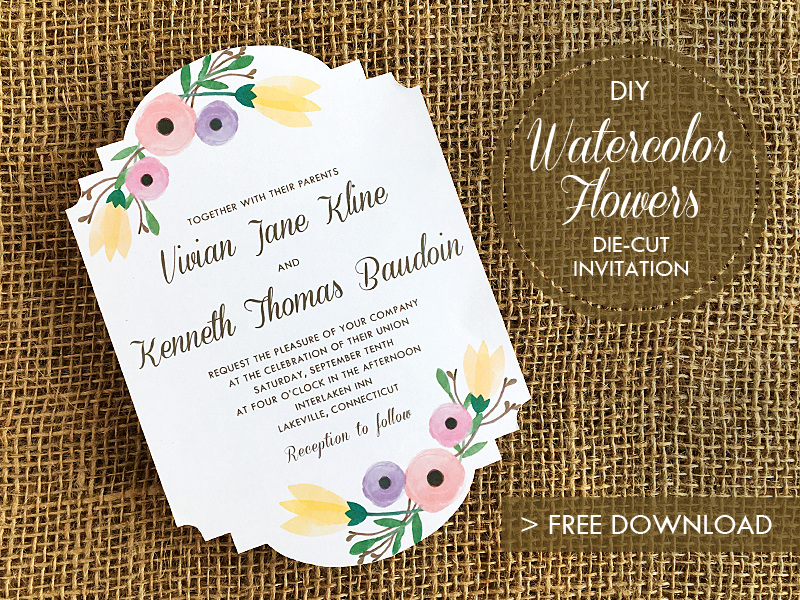 800x600 Diy Watercolor Flowers Die Cut Wedding Invitation - Diy Watercolor Wedding Invitations