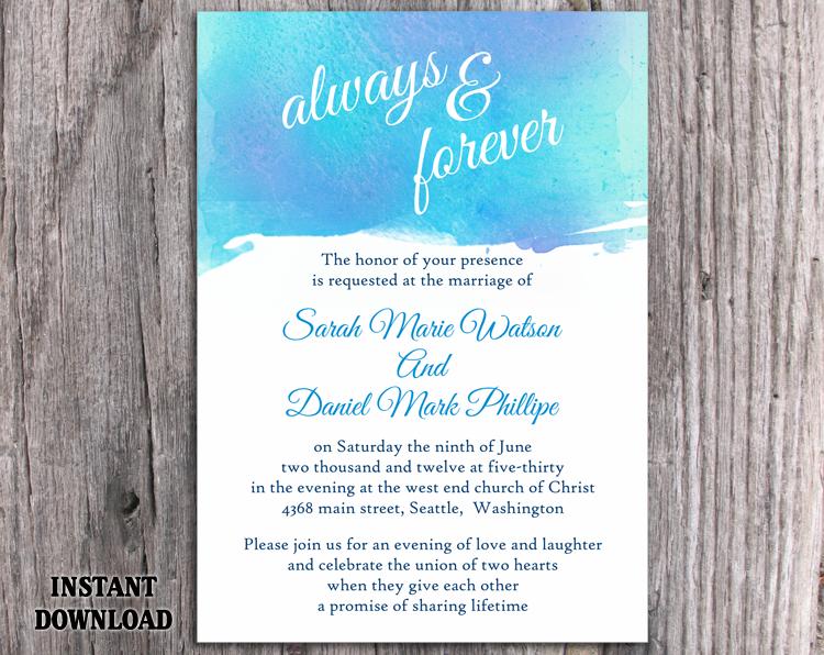 750x596 Diy Watercolor Wedding Invitation Template Editable Word File - Diy Watercolor Wedding Invitations