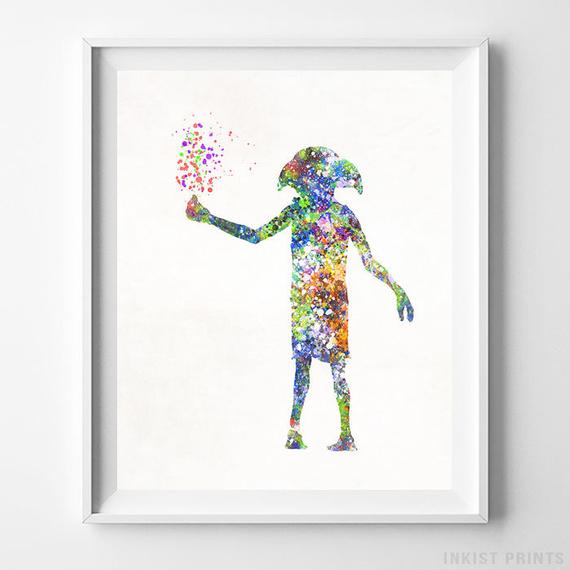 570x570 Dobby Watercolor Art Harry Potter Art Dobby Poster Dobby Etsy - Dobby Watercolor