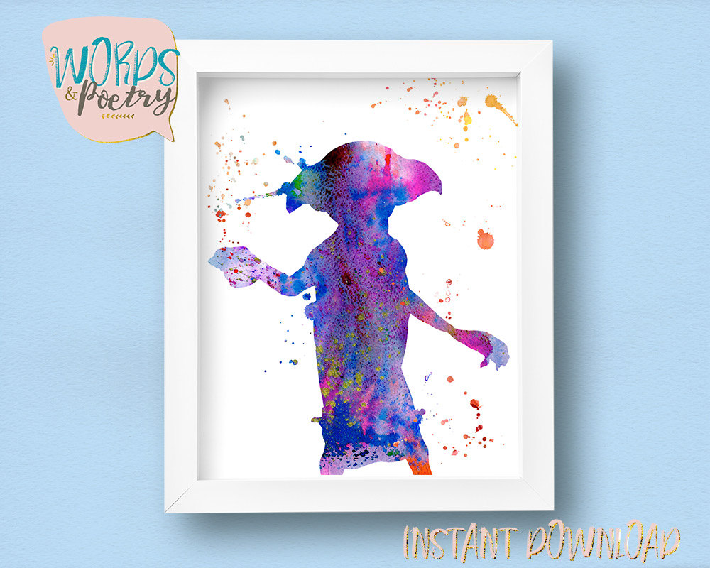 1000x800 Dobby Watercolor Illustration. Harry Potter Print Dobby Elf Etsy - Dobby Watercolor