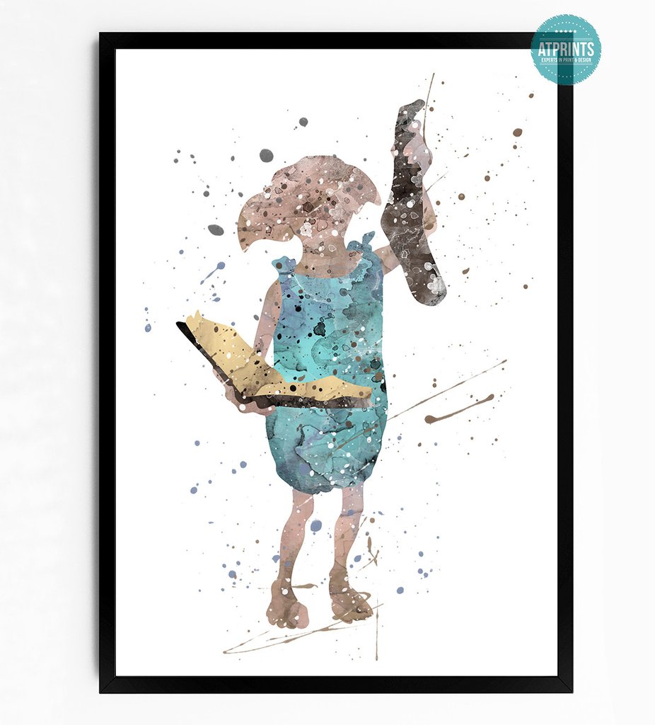926x1024 Harry Potter Watercolour Art Print - Dobby Watercolor