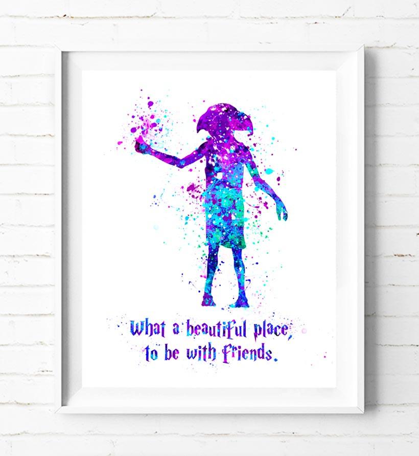 820x891 Harry Potter Dobby Watercolor Painting Poster Prints Quotes Wall - Dobby Watercolor