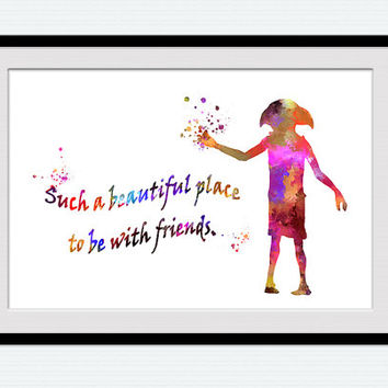 354x354 Harry Potter Poster Dobby Print Dobby From Colorfulprint On Etsy - Dobby Watercolor