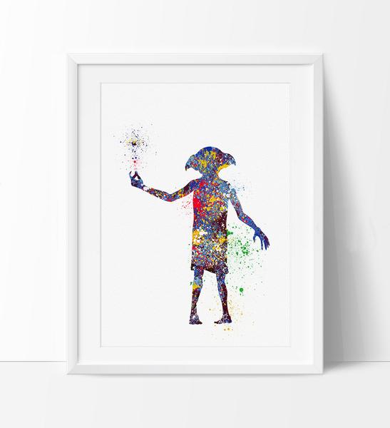 547x600 Dobby Harry Potter Art Print, Nursery Art Print, Dobby Watercolor - Dobby Watercolor