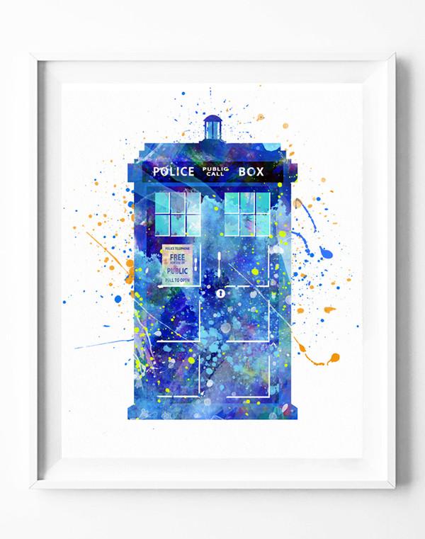 600x761 Doctor Who Tardis Art Print Dr. Who Poster Watercolor Painting - Doctor Who Watercolor