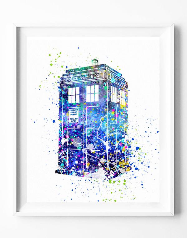 600x761 Tardis Poster Doctor Who Art Print Watercolor Painting Wall Art - Doctor Who Watercolor