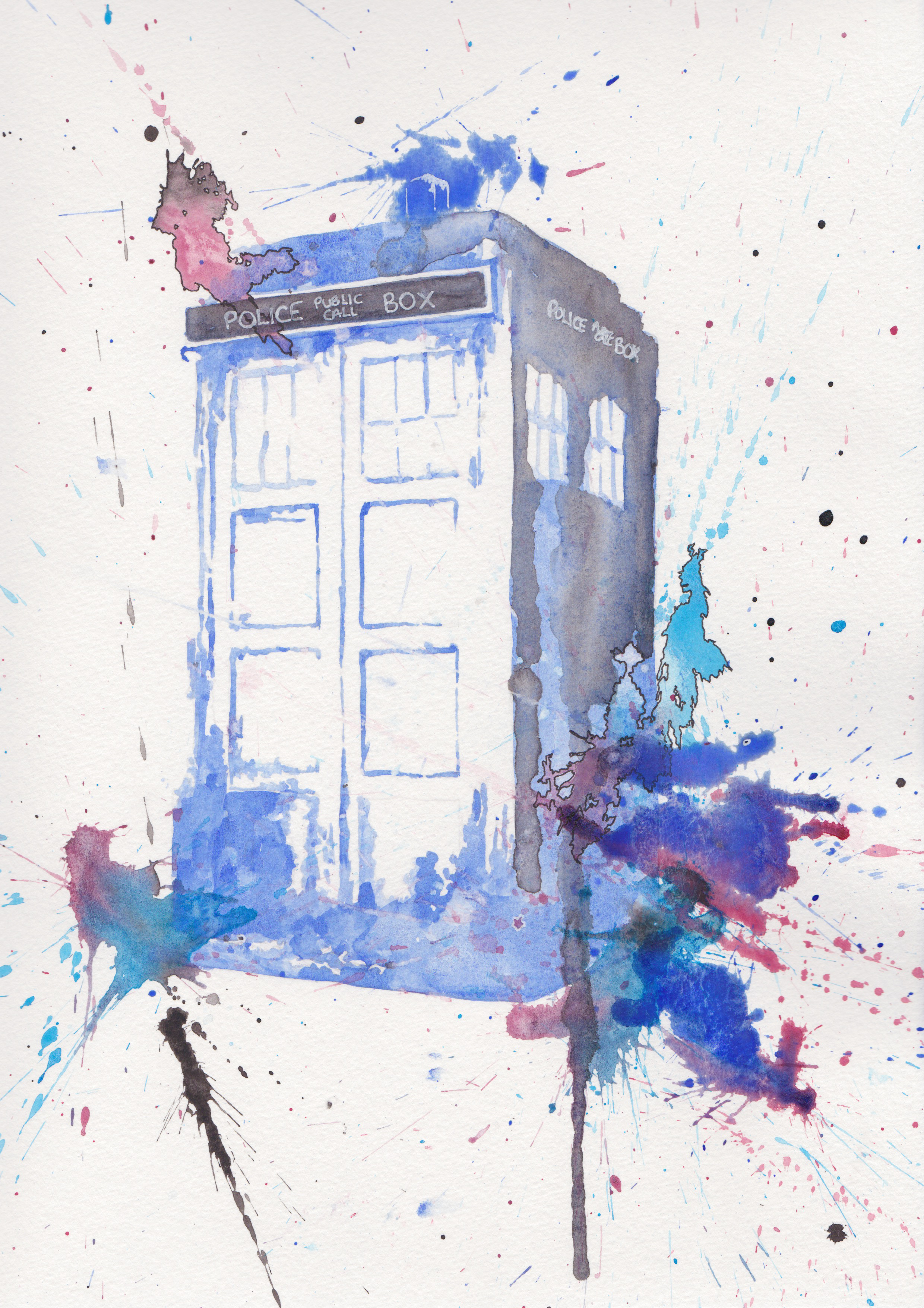 2480x3508 Tardis By Rtninja - Doctor Who Watercolor