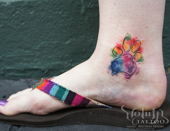 580x448 Paw Print Watercolor Tattoo - Dog Paw Print Watercolor