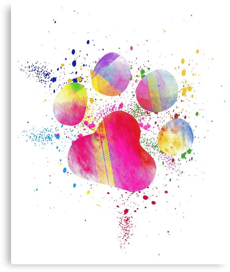 466x550 Beautiful Paw Print Watercolor Splash Dog Cat Lover Metal Prints - Dog Paw Print Watercolor