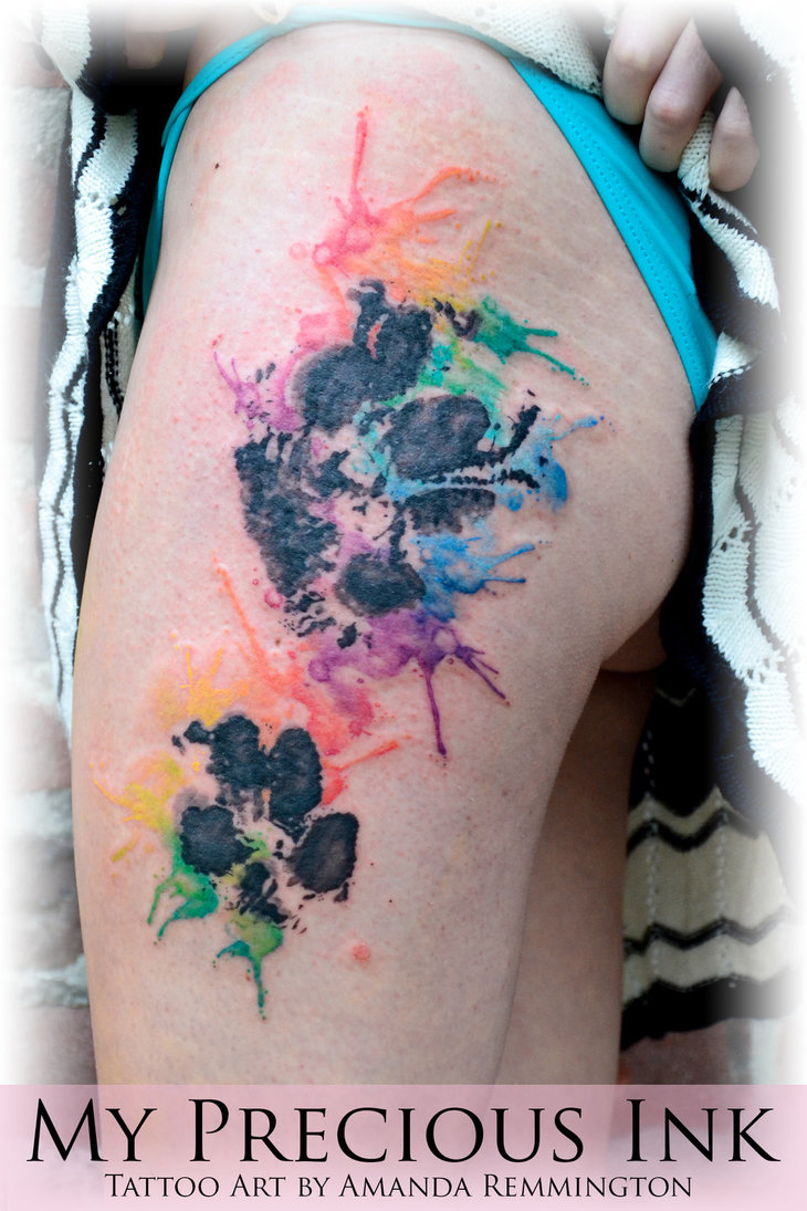 730x1095 Dog Paw Watercolor Tattoo By Mentjuh - Dog Paw Watercolor