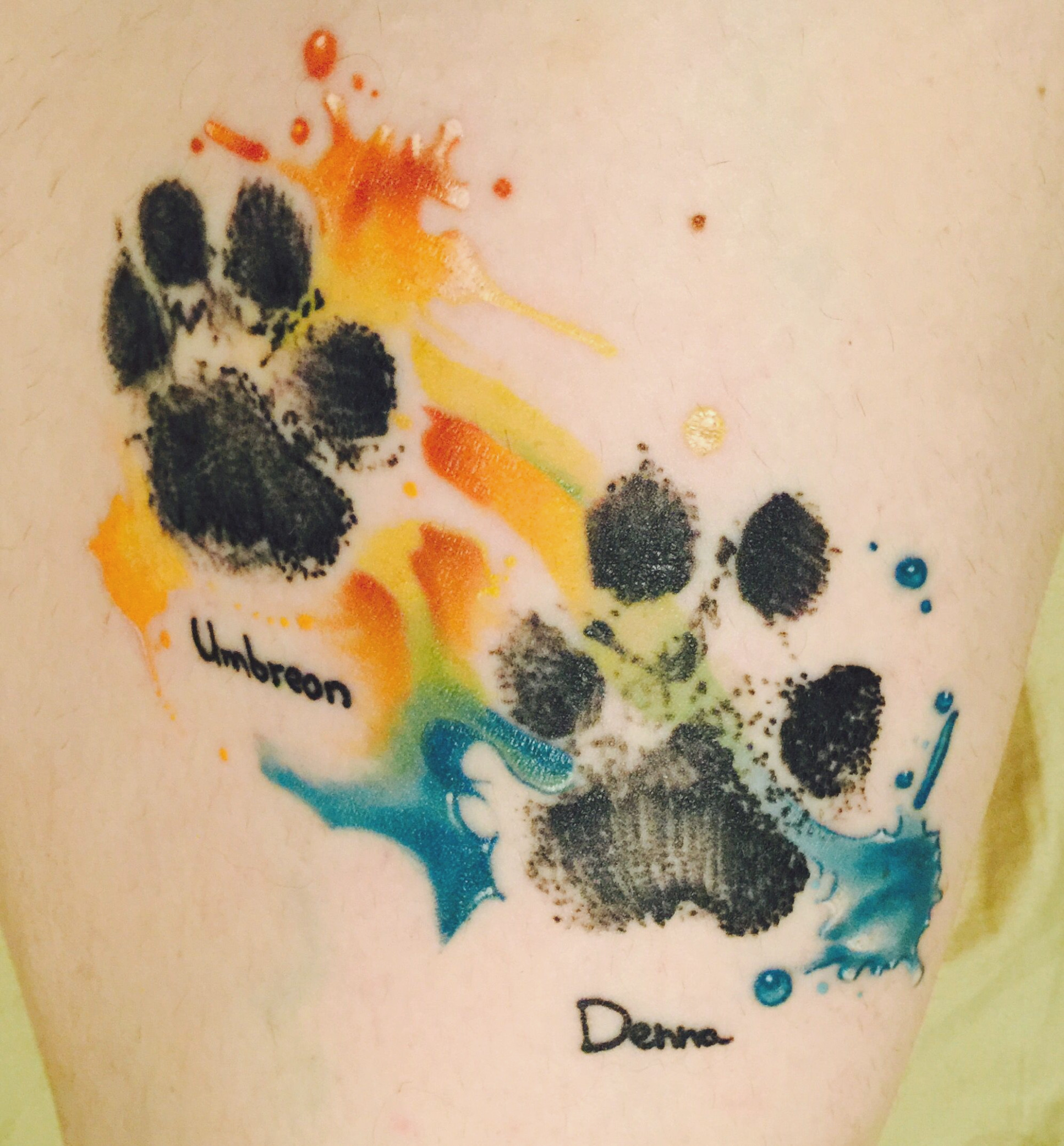 1934x2082 Watercolor Dog Prints With Handwritten Names Tattoo Things - Dog Paw Watercolor