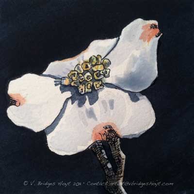 400x400 One Painting A Day Watercolor Mini Painting Of Dogwood Flower By - Dogwood Watercolor Paintings