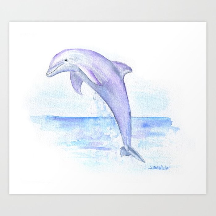 700x700 Dolphin Watercolor Art Print By Susanwindsor Society6 - Dolphin Watercolor