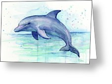 226x170 Dolphin Watercolor Greeting Card For Sale By Olga Shvartsur - Dolphin Watercolor