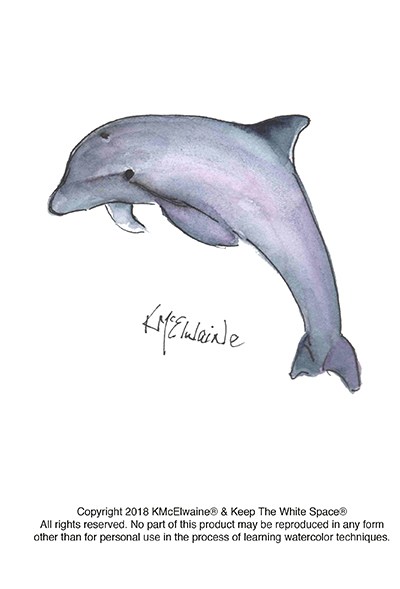 400x589 Dolphin Watercolor Pattern Kathleen Mcelwaine Art - Dolphin Watercolor