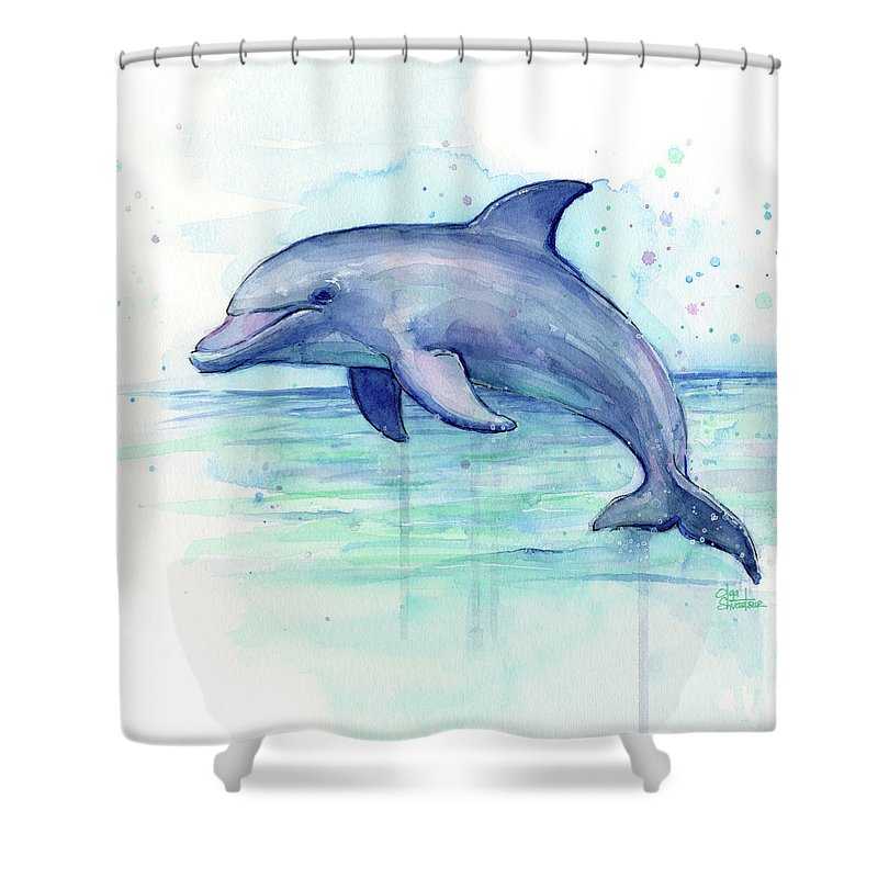 800x800 Dolphin Watercolor Shower Curtain For Sale By Olga Shvartsur - Dolphin Watercolor