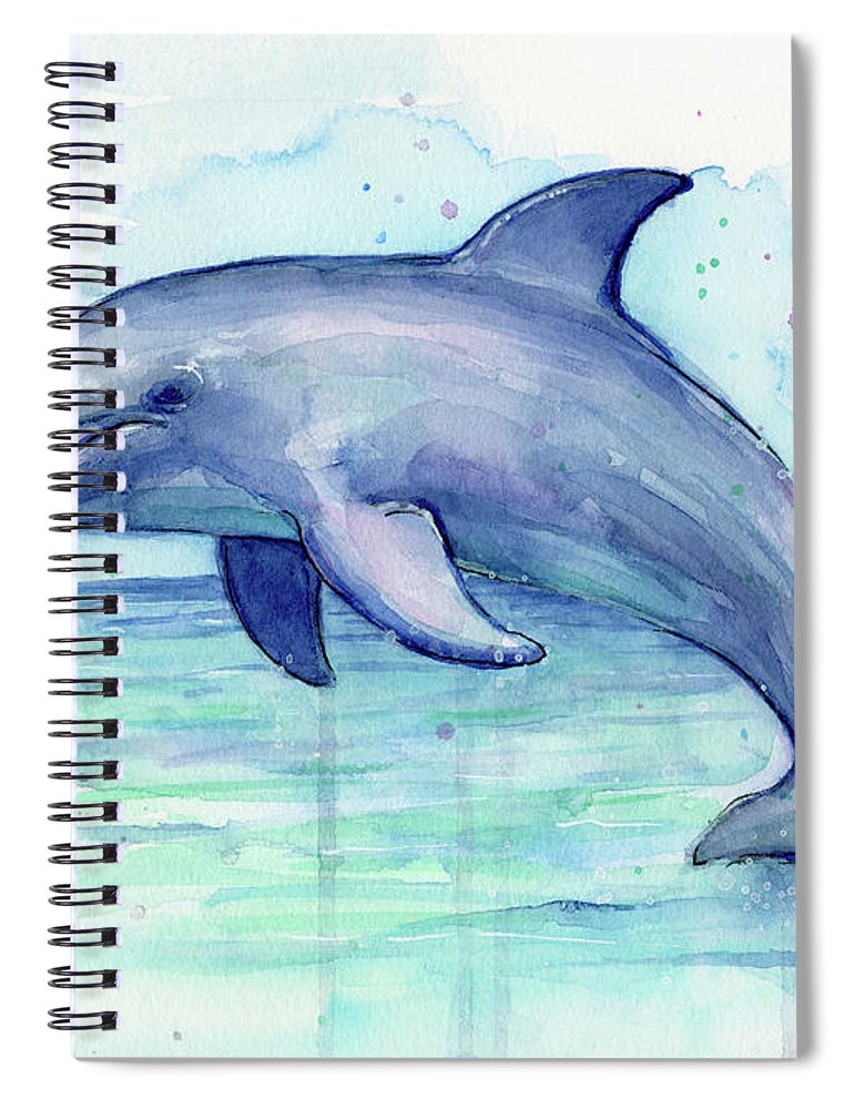 770x1000 Dolphin Watercolor Spiral Notebook For Sale By Olga Shvartsur - Dolphin Watercolor