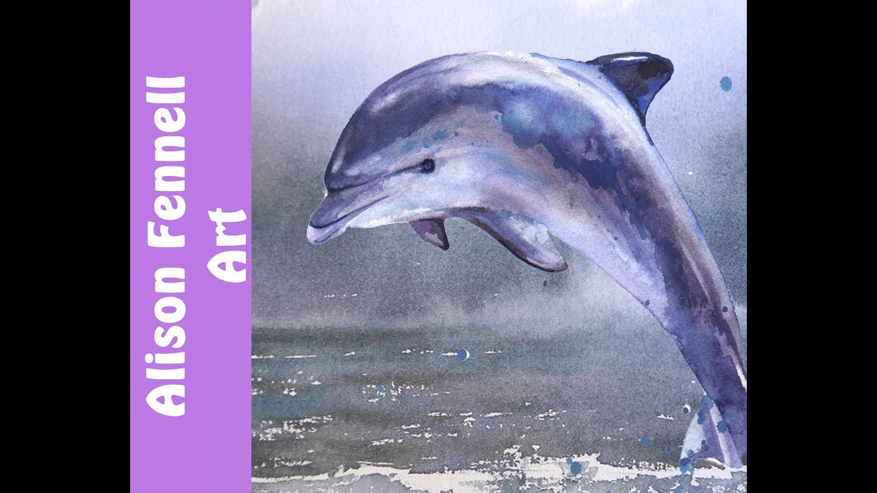 1280x720 Painting A Dolphin And The Ocean In Watercolor - Dolphin Watercolor