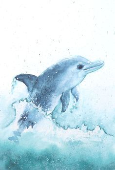 236x348 Dolphin Painting, Original Watercolor Painting, 12 X 9 In, Sea - Dolphin Watercolor Painting