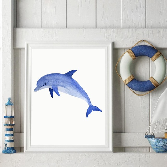 640x640 Buy Ocean Animal Dolphin Print Wall Pictures Home - Dolphin Watercolor Painting