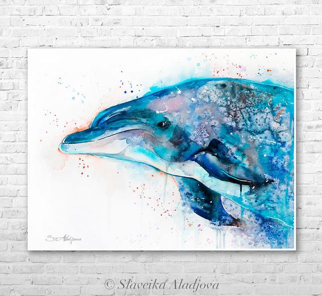 642x590 Dolphin Watercolor Painting Print By Slaveika Aladjova Art Etsy - Dolphin Watercolor Painting